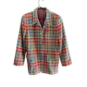 Vintage Liz Wear Petite Colorful Button Front wool Blazer Jacket Size 12 petite